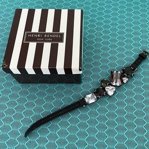 Authentic Henri Bendel Leather & Stone Bracelet. Barely worn, like new!